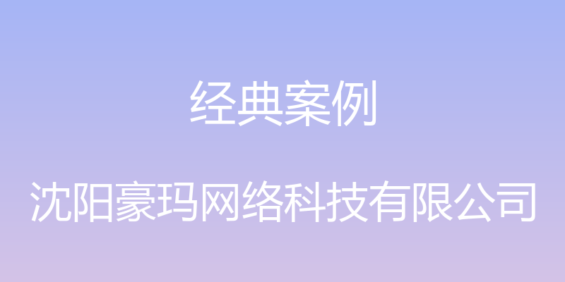 经典案例 - 沈阳豪玛网络科技有限公司