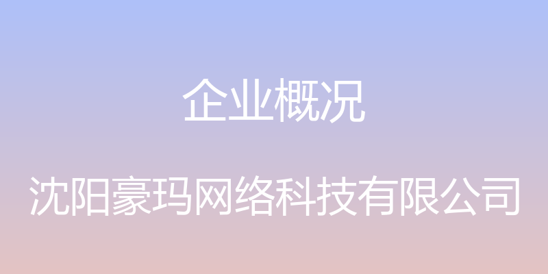 企业概况 - 沈阳豪玛网络科技有限公司